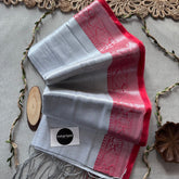 Indupriyaa White Handloom Raga Tissue Saree
